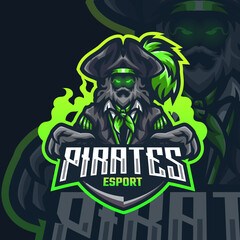 Pirate esports gaming logo Premium Vector