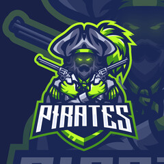 Pirate esports gaming logo Premium Vector