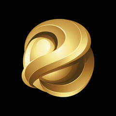 Obraz premium Golden Glossy 3d Sphere on a Black Background