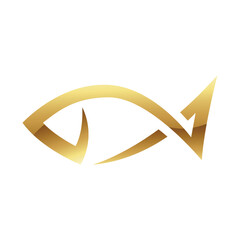 Golden Glossy Abstract Fish on a White Background