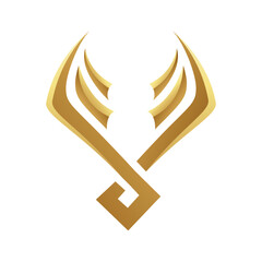 Golden Glossy Abstract Wings on a White Background - Icon 1