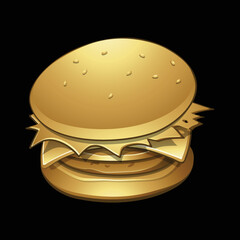 Golden Glossy Burger on a Black Background