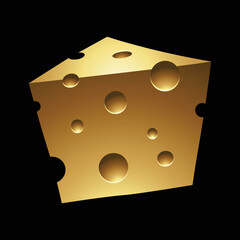 Golden Glossy Cheese on a Black Background