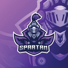 Spartan Mascot Esport Logo Design Illustration For Gaming Club