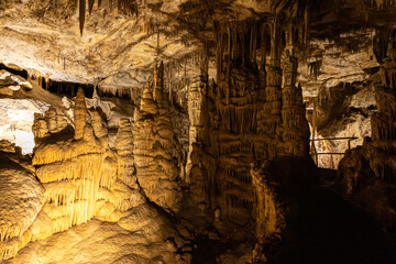 Cave With Stalactites and Stalagmites Calcium Carbonate Rock Formations