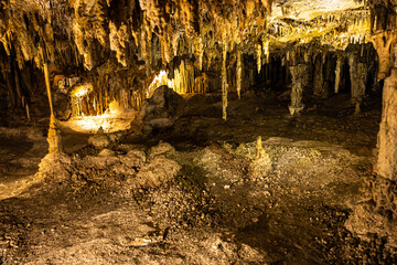 Cave With Stalactites and Stalagmites Calcium Carbonate Rock Formations