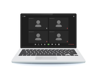 Video conference user interface, great design for any purposes. Online business webinar chat. Digital user interface. Video call screen template. Computer screen. Incoming call. Laptop screen.