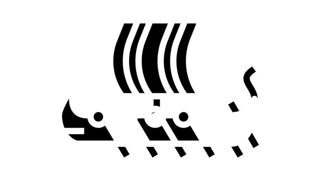 ship boat viking glyph icon animation