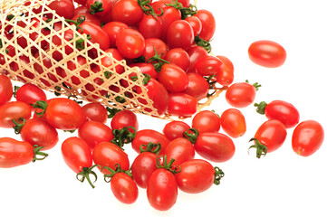 Small cherry tomato on white background 