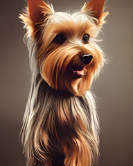 Digital Illustration Yorkshire Terrier Portrait