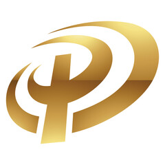 Golden Letter P Symbol on a White Background - Icon 5