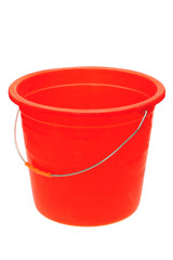 red plastic bucket isolated © zcy