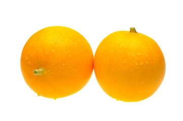 yellow honeydew melons isolated on white background 