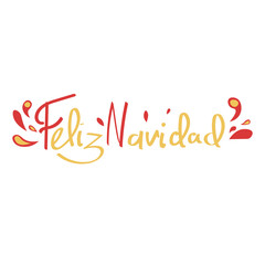 Text FELIZ NAVIDAD (Spanish for Merry Christmas) on white background