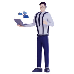 3d business man work for investment and customer service