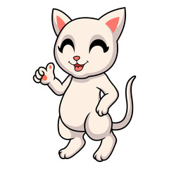 Cute khao manee cat cartoon giving thumbs up