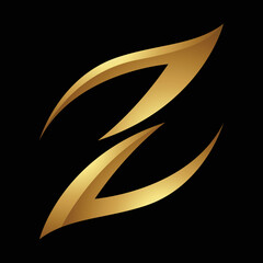 Golden Letter Z Symbol on a Black Background - Icon 6