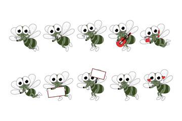 cute fly animal cartoon illustration
