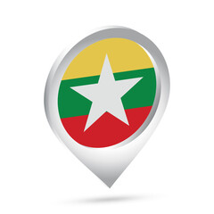 Myanmar flag 3d pin icon