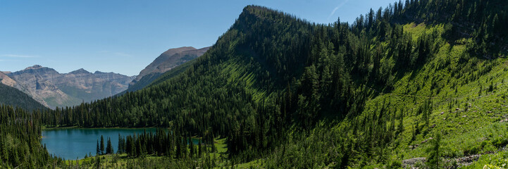 Landscape Mountain Views of Waterton National Park in Summer 