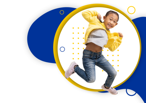 Poster flyer brochure cover layout design in A4 Size, Funny Asian child girl jumping