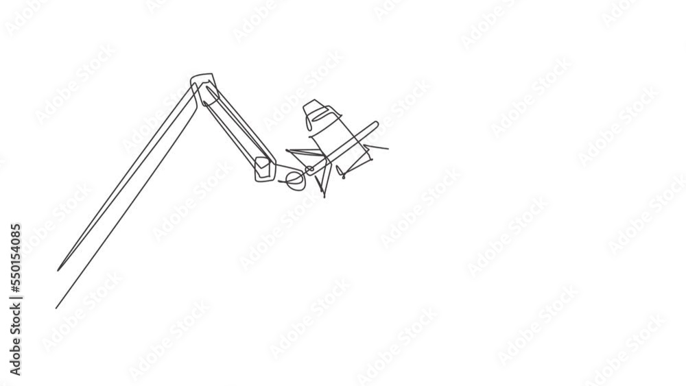 Poster animated self drawing of single continuous line draw studio microphone. condenser mic for studio rec