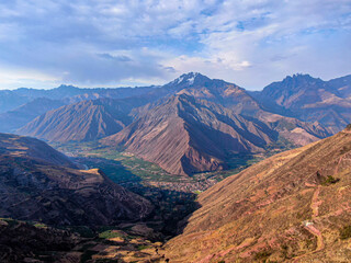 Panorama of viewpoint at valle sagrado close to urubamba in Peru beautiful panorama