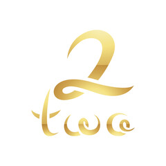 Golden Symbol for Number 2 on a White Background - Icon 1