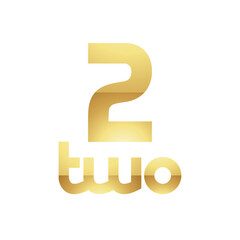 Golden Symbol for Number 2 on a White Background - Icon 3