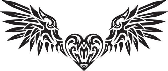 tribal tattoo of heart with wing designs © Hans