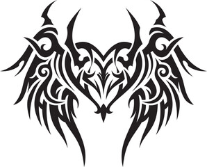 Naklejka premium Tribal tattoo design with heart and wings