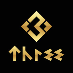 Obraz premium Golden Symbol for Number 3 on a Black Background - Icon 9