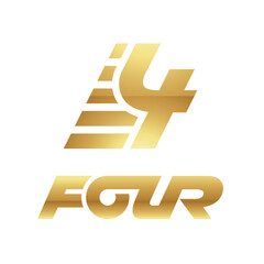 Golden Symbol for Number 4 on a White Background - Icon 4
