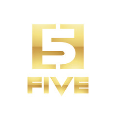 Golden Symbol for Number 5 on a White Background - Icon 1
