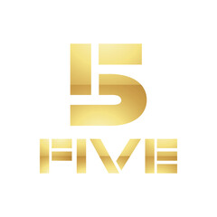 Golden Symbol for Number 5 on a White Background - Icon 3
