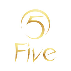 Golden Symbol for Number 5 on a White Background - Icon 6
