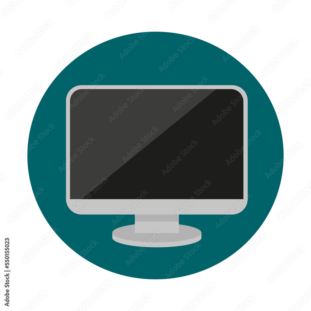 Poster cartoon monitor icon. internet network concept. digital technology background. computer concept. vec