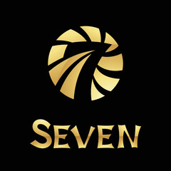 Golden Symbol for Number 7 on a Black Background - Icon 6
