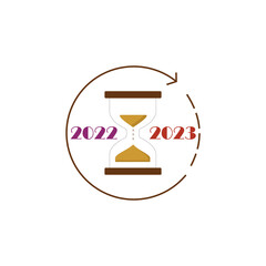 hourglass sand time from 2022 waiting to 2023 icon vector illustration