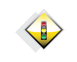 vector design of a red and yellow and green round traffic light symbol or sign that functions as a vehicle traffic controller on a highway