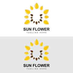 Sunflower Logo Design, Ornamental Plant Garden Plant Icon Vector, Company Product Brand