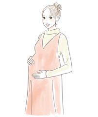 微笑む妊婦のイラスト