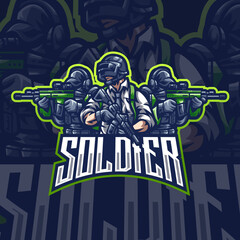 Naklejka na ściany i meble Esports logo soldier for your elite team