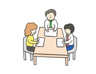 ミーティングをするビジネスマンたちのイラスト