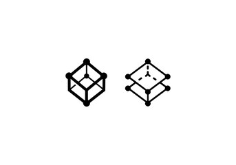initial letter logo S shape cube with dots initial company icon business logo background illustration