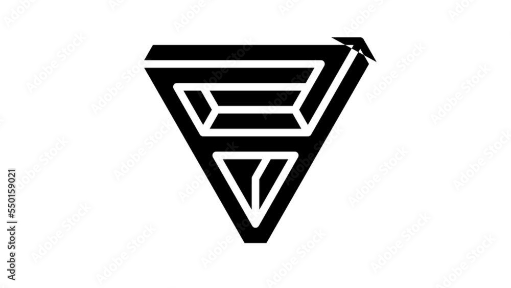Poster triangle impossible geometric shape line icon animation