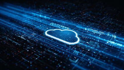 Cloud computing using artificial intelligence, 5g high-speed connection data analysis, Technology of the internet and big data abstract background. 3d rendering
