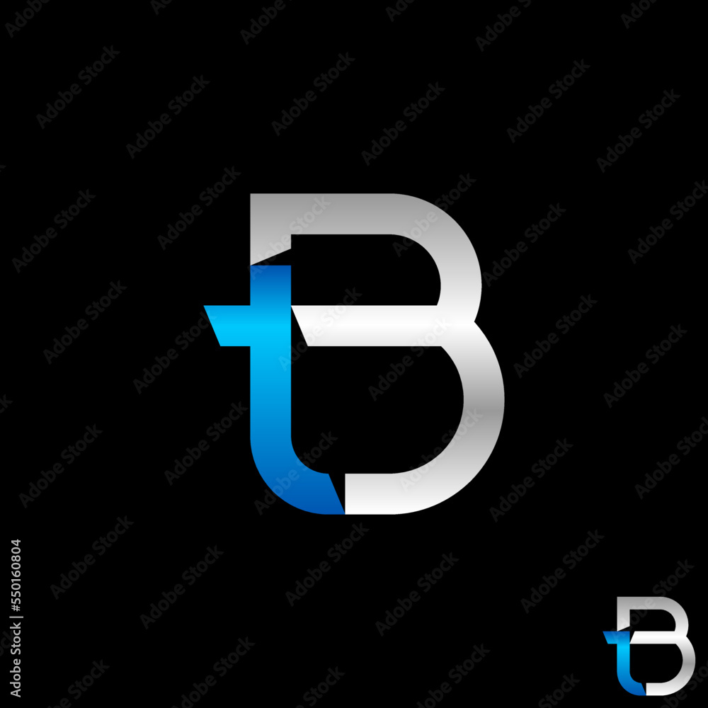 Poster simple and unique letter or word tb sans serif cut and merge connect font image graphic icon logo de