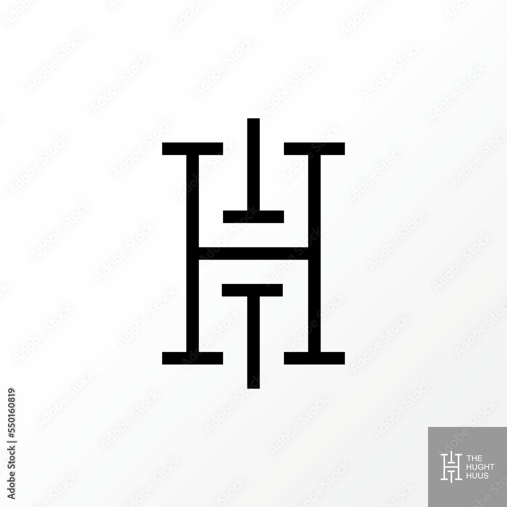 Poster letter or word h sans serif line font with top down simple unique creative premium clean image graph
