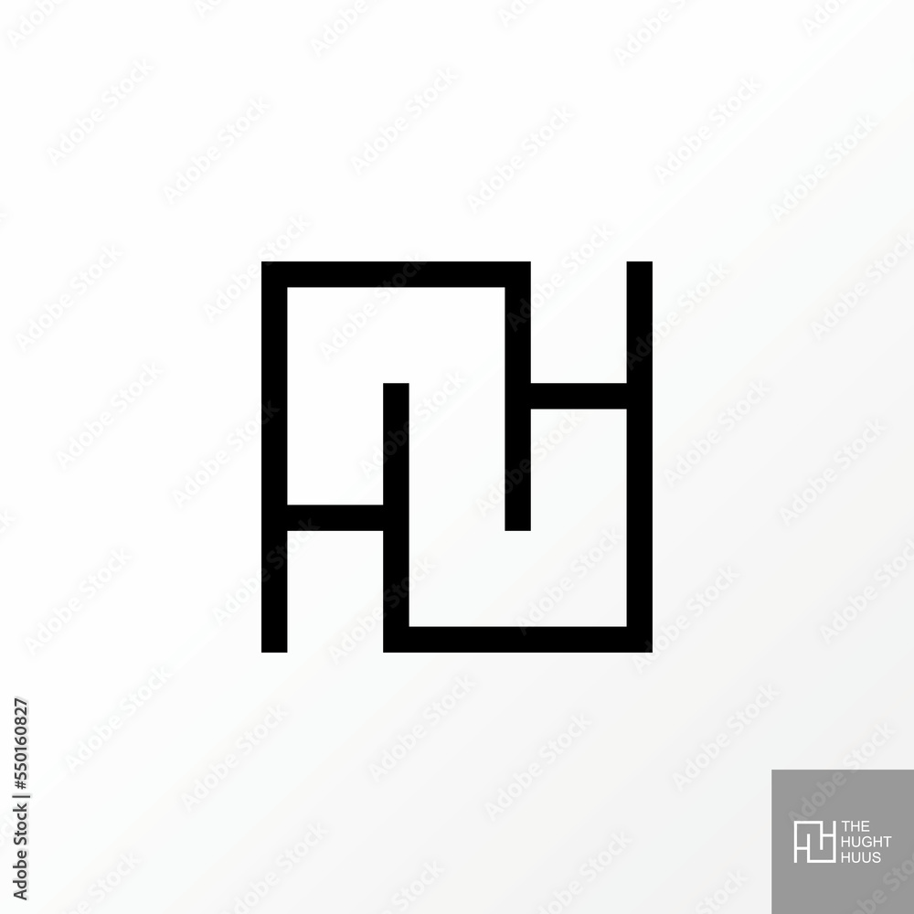 Poster unique letter or word hh or double h sans serif line font like window ornament image graphic icon lo
